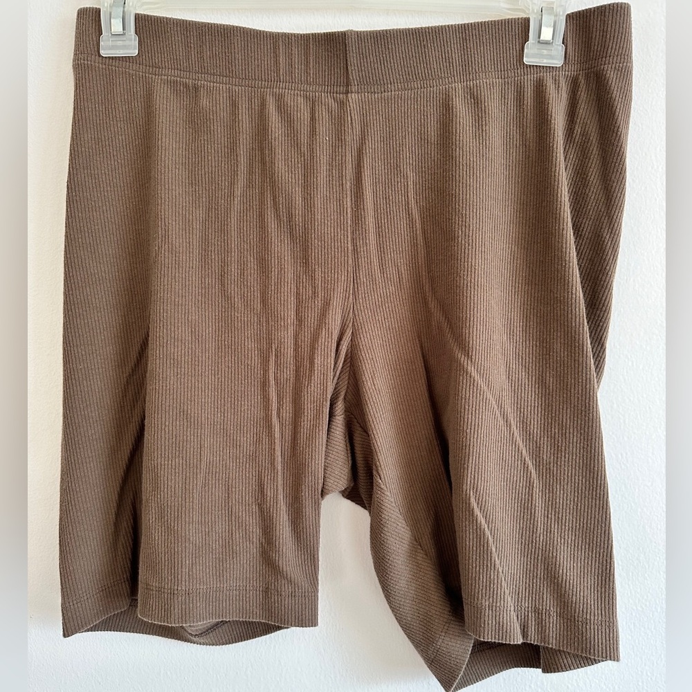 High Waisted Rib Knit Bike Shorts